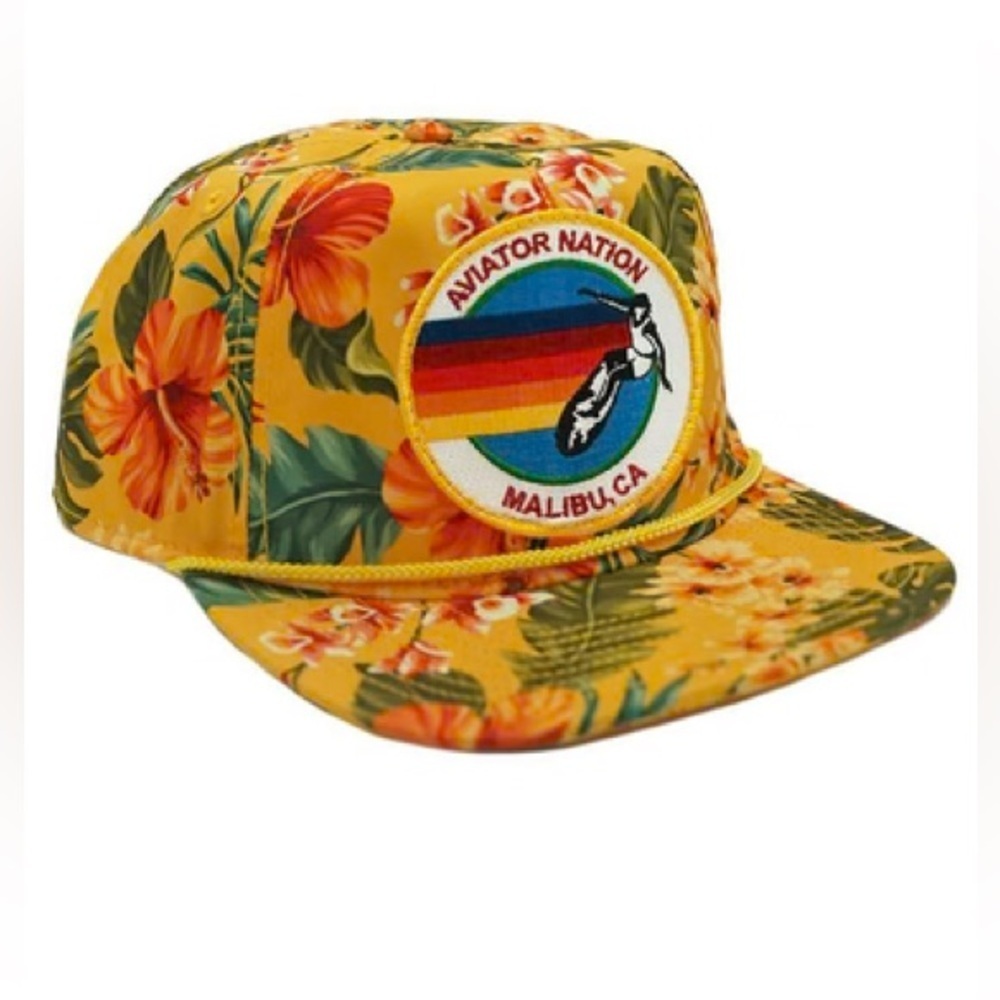 Rare AVIATOR NATION Signature Malibu Vintage Safari Low-Rise Trucker in Gold